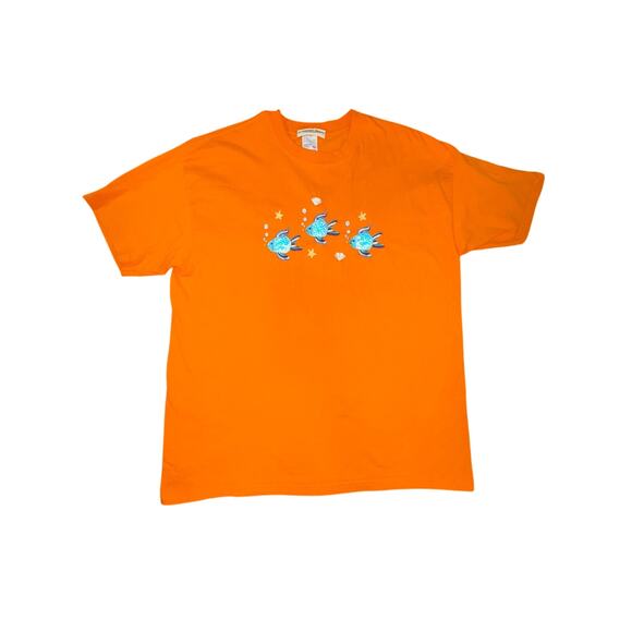 Vintage Rainbow Fish Embroidered T-Shirt - Teacher Grandmacore Grannycore Beach - Picture 2 of 4